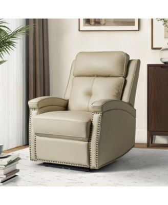 Avelino Genuine Leather Power Recliner with Nailhead Trim