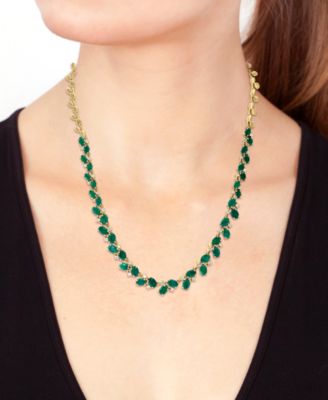 EFFY&reg; Emerald (13-1/5 ct. t.w.) & Diamond (1 ct. t.w.) Vine 18" Collar Necklace in 14k Gold