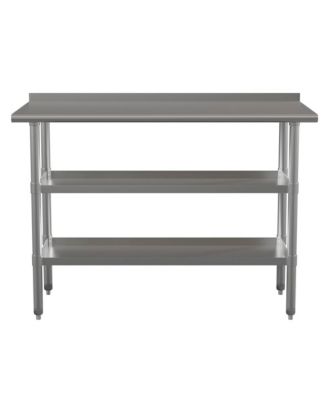 Nsf Certified Stainless Steel 18 Gauge Work Table With 1.5" Backsplash And 2 Undershelves