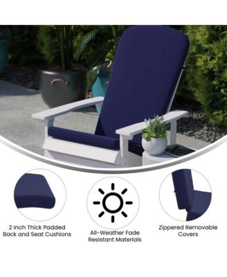 Riviera Set Of 2 Indoor/Outdoor High Back Adirondack Chair Cushions With Elastic Strap And Water Resistant Covers