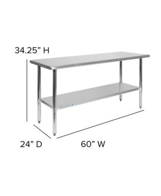 Stainless Steel 18 Gauge Prep And Work Table With Undershelf