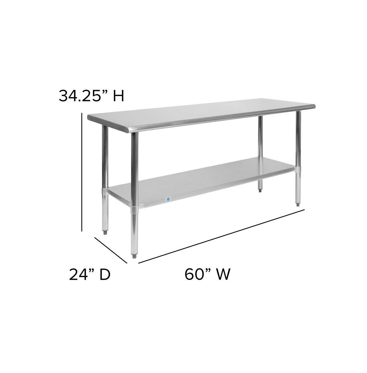 Gauge Prep And Work Table With Undershelf - Stainless steel