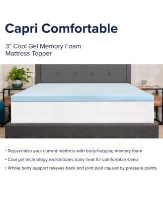 3" Gel-Infused Cool Touch CertiPUR-US Memory Foam Mattress Topper, Queen