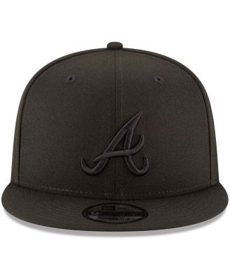 Atlanta Braves Black on Black 9fifty Team Snapback Adjustable Hat - Black