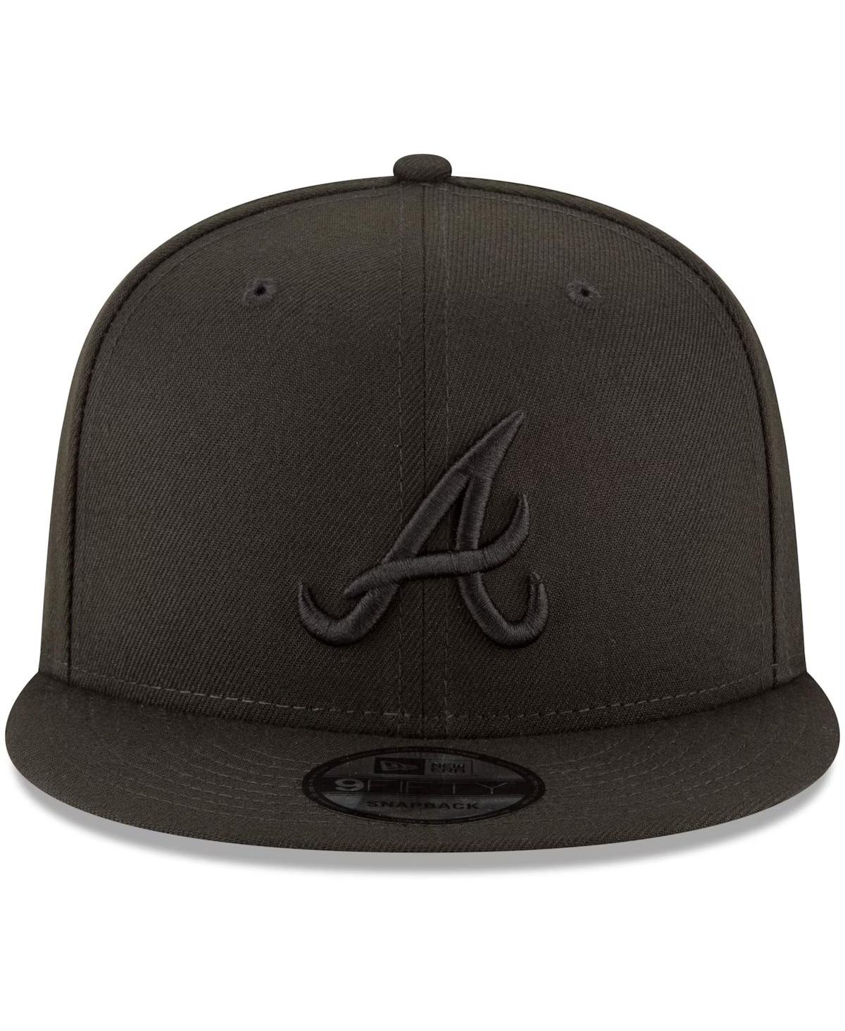 NEW ERA ATLANTA BRAVES BLACK ON BLACK 9FIFTY TEAM SNAPBACK ADJUSTABLE HAT 