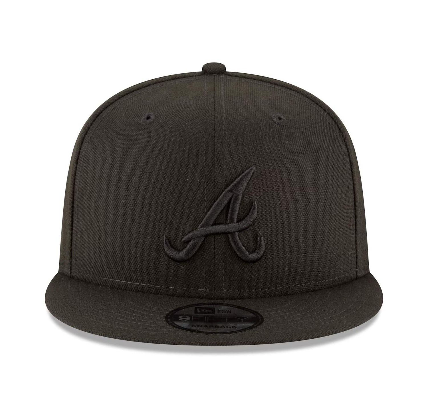Atlanta Braves Black on Black 9fifty Team Snapback Adjustable Hat - Black