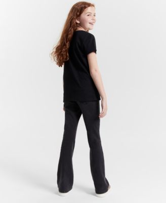 Epic Threads Girls Solid T Shirt Camden Flared Jeans Created For Macys In Deep Black