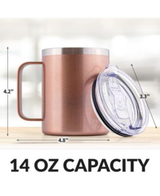 12 oz Insulated Coffee Mug with Lid - Stainless Steel Camping Mug Tumbler with Handle