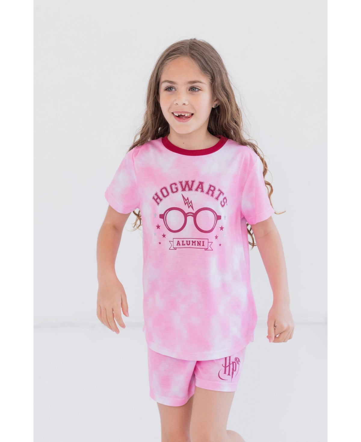 Harry Potter Girls Pajama Shirt and Shorts Sleep Set Tie Dye- Pink