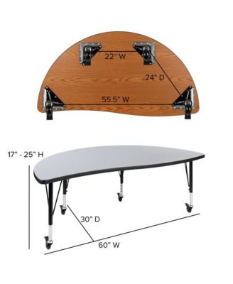 Mobile 60" Half Circle Wave Flexible Collaborative Kids Adjustable Activity Table