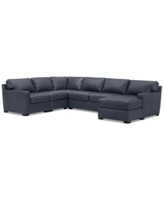 Radley 136" 5-Pc. Leather Square Corner Modular Chase Sectional