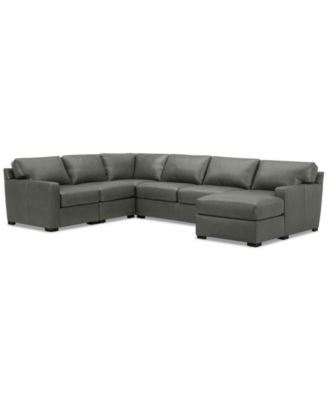 Radley 136" 5-Pc. Leather Square Corner Modular Chase Sectional