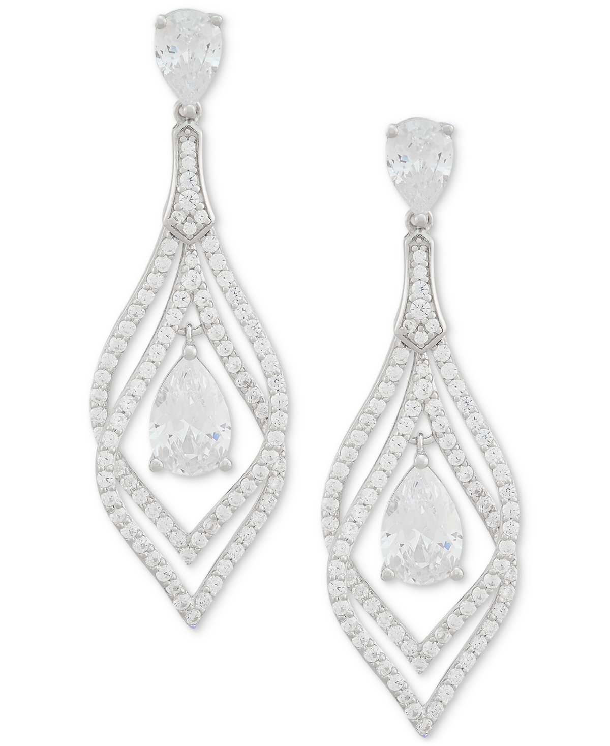 Arabella Cubic Zirconia Pear Orbital Drop Earrings In Sterling Silver In Sterling Silver