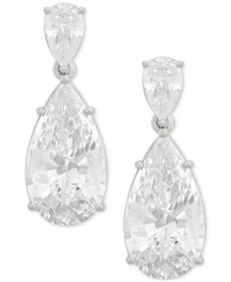 Cubic Zirconia Pear Drop Earrings in Sterling Silver