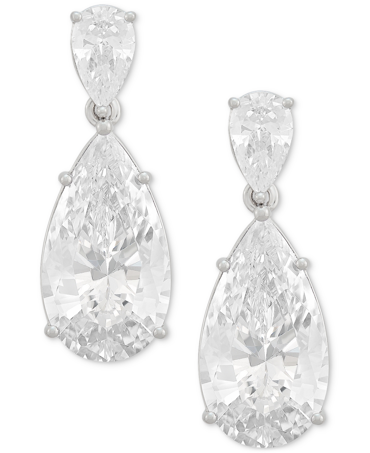 Arabella Cubic Zirconia Pear Drop Earrings In Sterling Silver In Sterling Silver