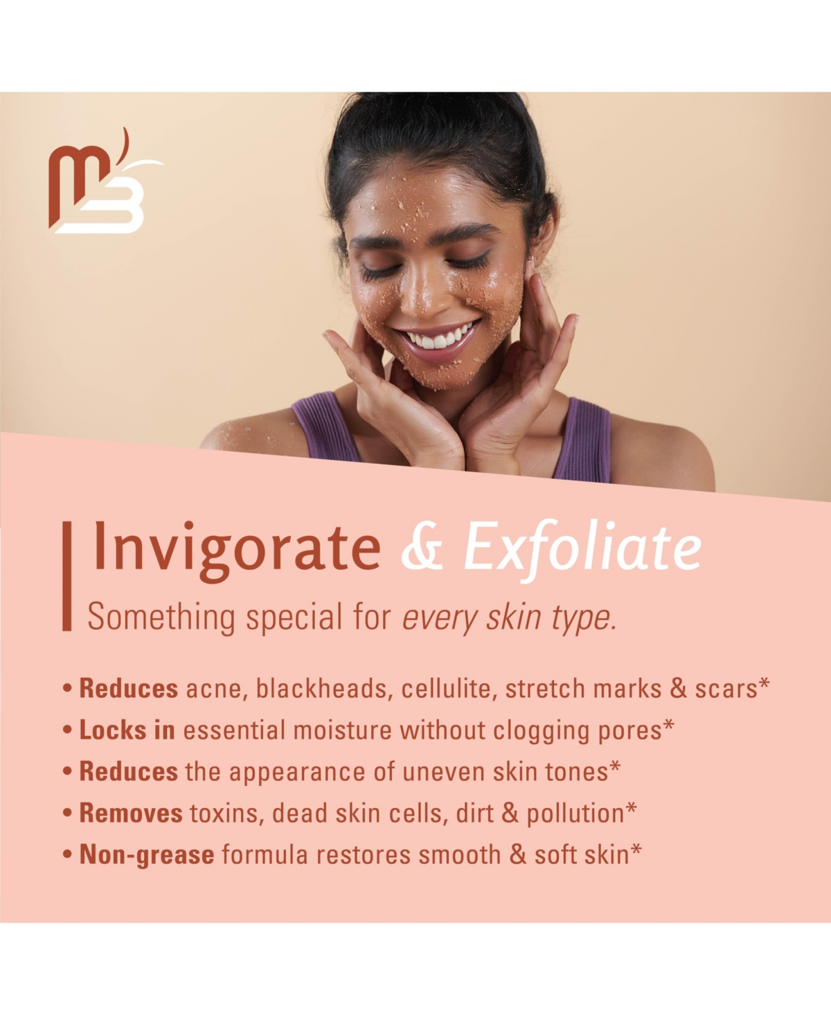 M3 Naturals Himalayan Salt Body Scrub Infused with Collagen and Stem Cell Natural Exfoliating Salt Scrub