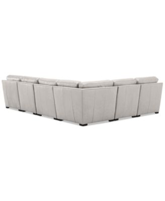 Radley 129" 6-Pc. Leather Square Corner Modular Chaise Sectional, Created for Macy's