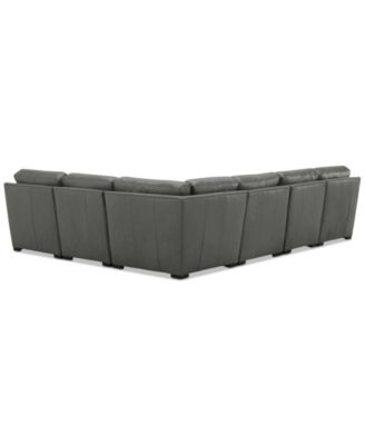 Radley 129" 6-Pc. Leather Square Corner Modular Chaise Sectional