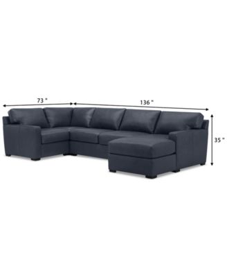 Radley 136" 4-Pc. Leather Square Corner Modular Chaise Sectional