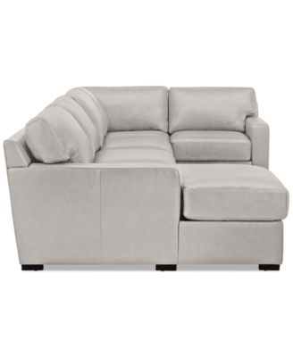 Radley 136" 4-Pc. Leather Square Corner Modular Chaise Sectional