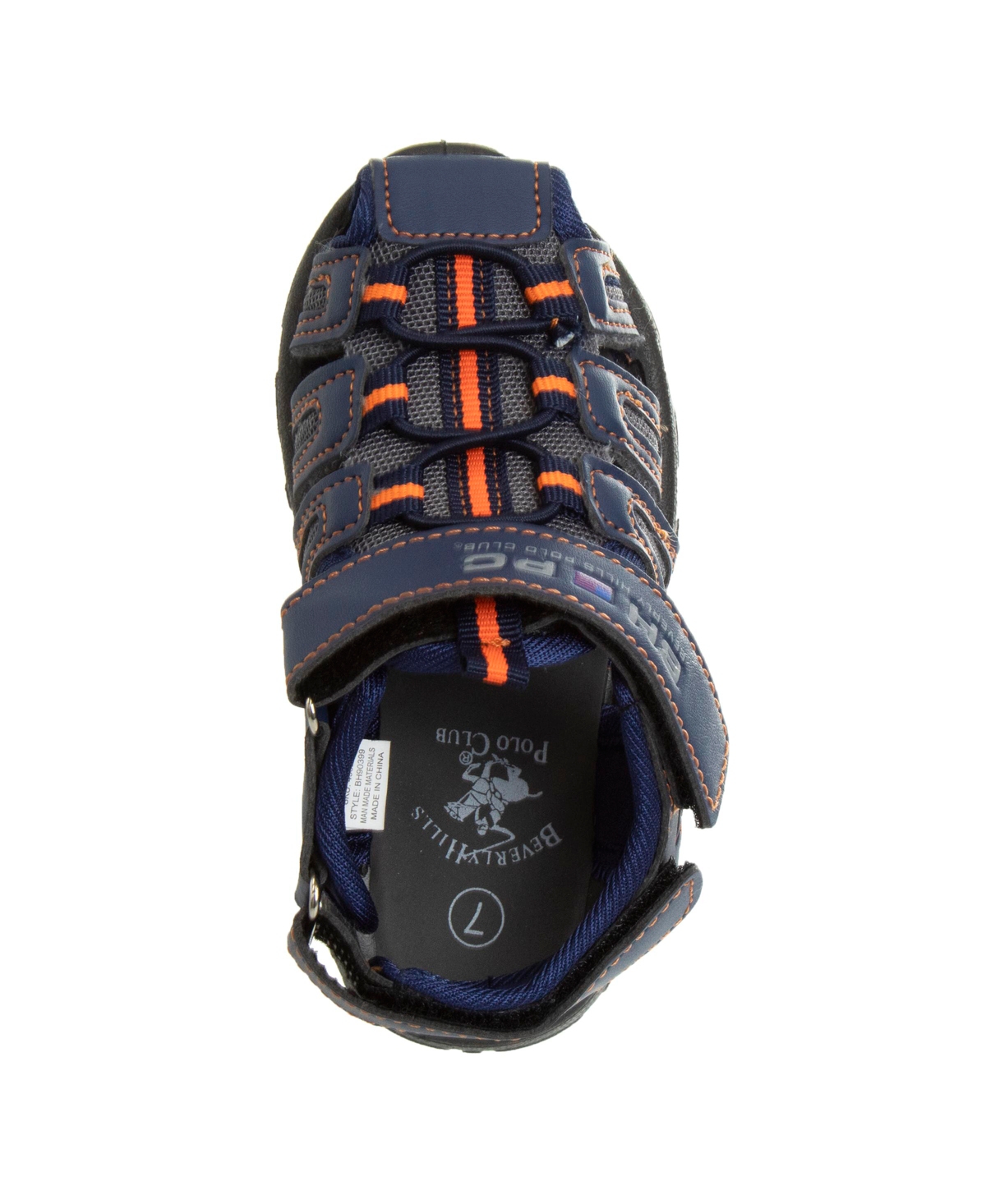 Shop Beverly Hills Polo Club Toddler Hook And Loop Sport Sandals In Navy,orange