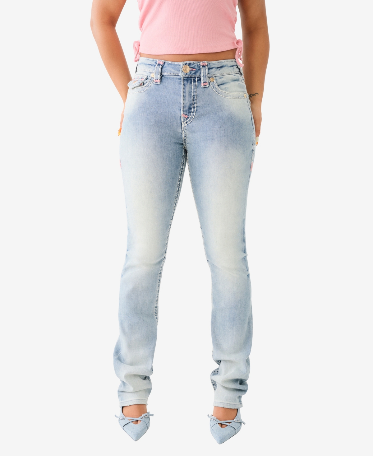 Women's Billie Flap Super T Straight Jean - BLUE