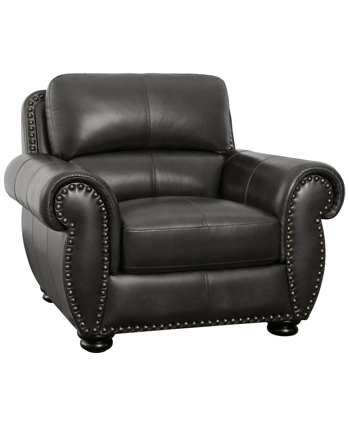 Shop Abbyson Living Arther 43" Leather Traditional Armchair In Dark Gray