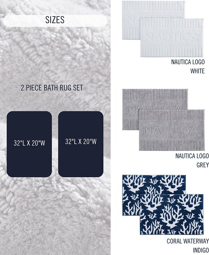 Nautica Coral Waterway Knit 2 Piece Bath Rug Set, 20