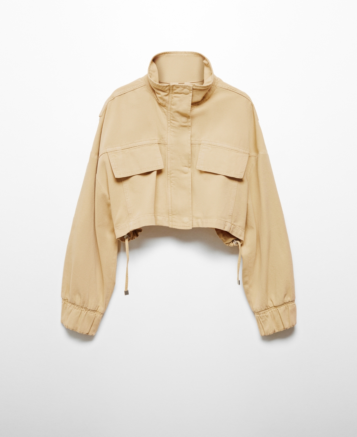Shop Mango Women's Pockets Detail Cropped Jacket In Medium Brown