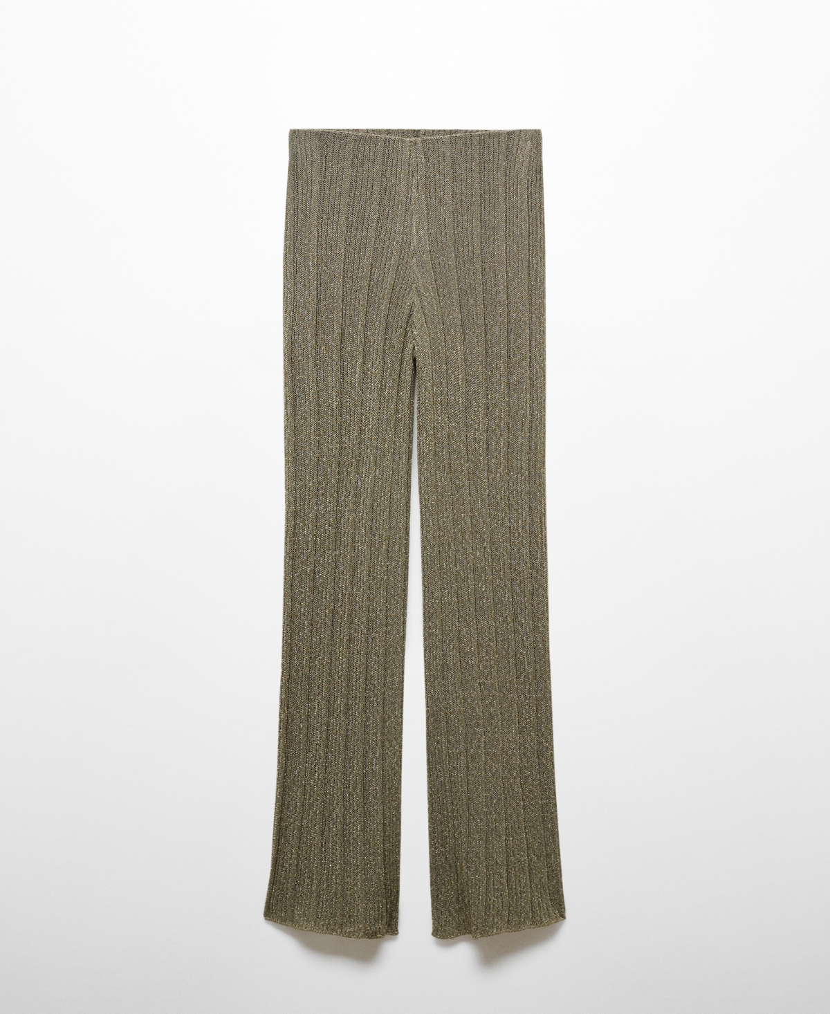 Shop Mango Women's Lurex-knit Flared Pants In Beige - Khaki