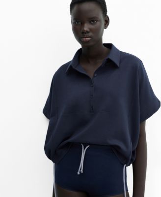 Women's Adjustable Drawstring Polo Sweatshirt
