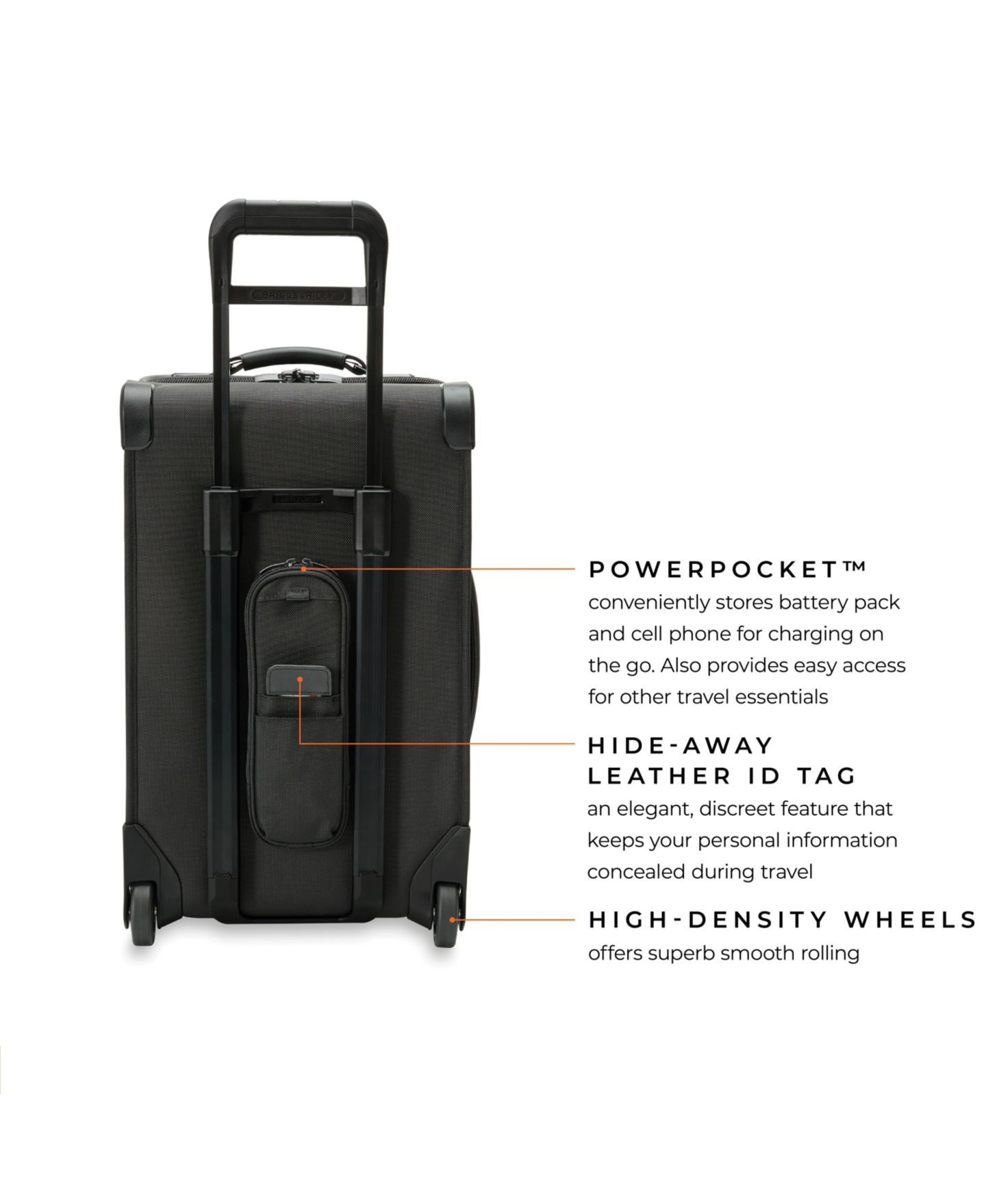 Сумка Briggs & Riley Baseline Tall Carry-On 2-Wheel Garment, цвет: Чёрный — фото 8