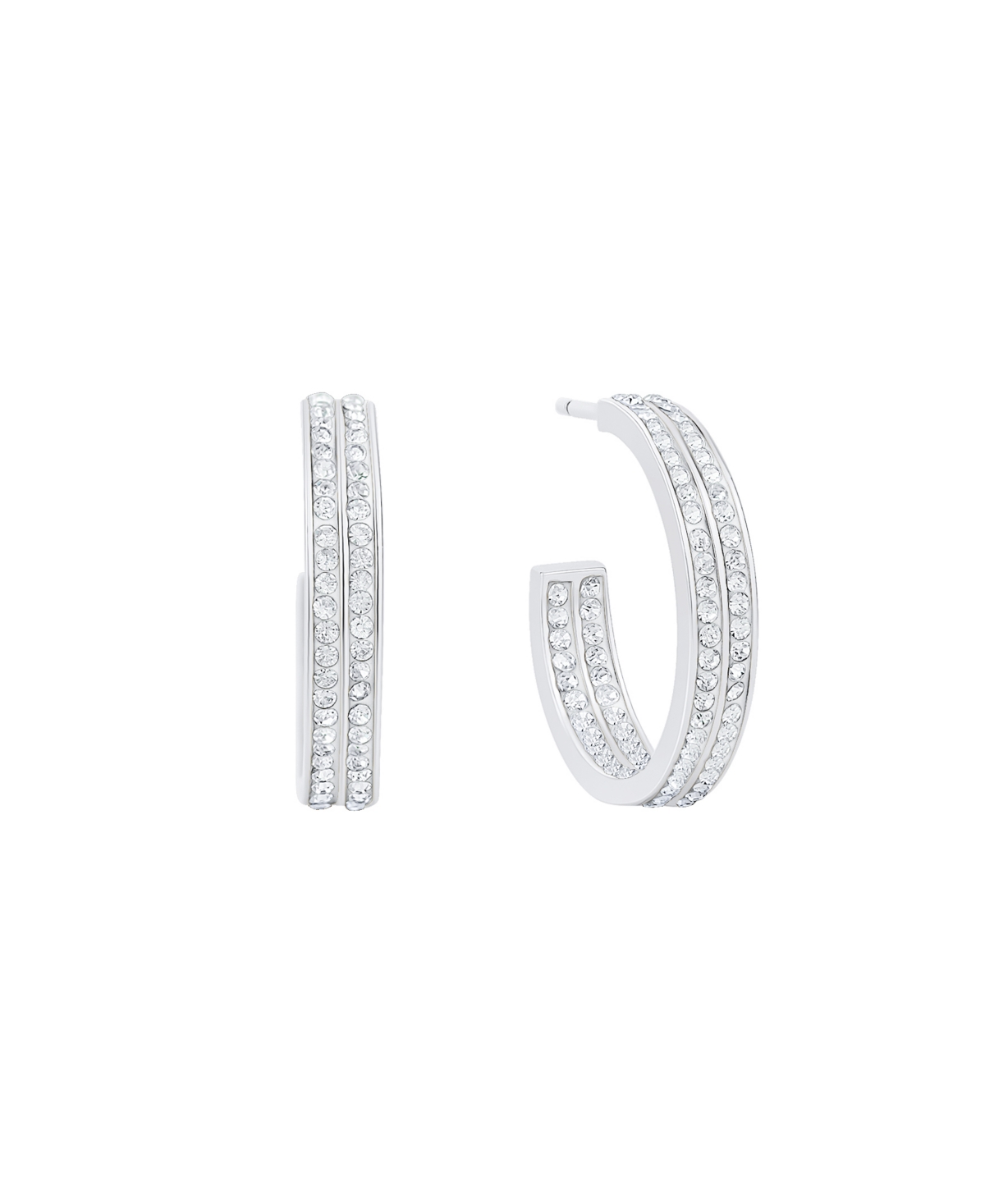 And Now This Double Row Crystal Hoop Earring In Metallic