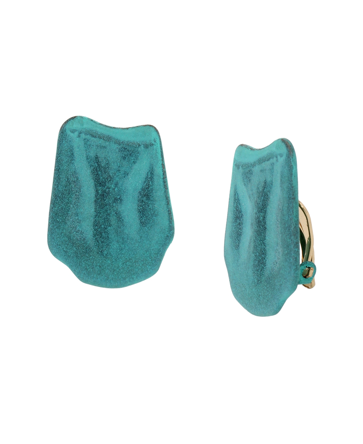 Turquoise Patina Textured Petal Clip-on Earrings - Patina