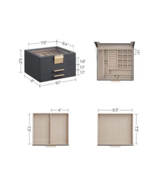 Multi-Layer Jewelry Organizer Storage Box for Rings, Necklaces