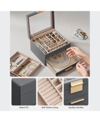 Multi-Layer Jewelry Organizer Storage Box for Rings, Necklaces