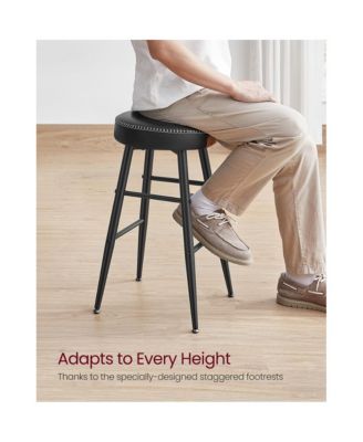 Counter Stools Set Of 2, Kitchen Stools, Breakfast Stools, Synthetic Leather With Stitching