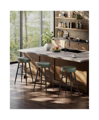 Counter Stools Set Of 2, Kitchen Stools, Breakfast Stools, Synthetic Leather With Stitching