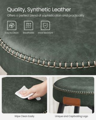 Set Of 2, Kitchen Bar Stools, Breakfast Stools, Synthetic Leather With Stitching