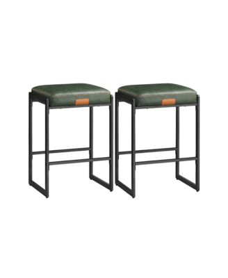 Counter Height Bar Stools Set of 2, Synthetic Leather with Stitching