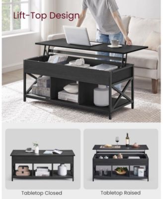 Lift-Top Industrial Coffee Table with Hidden Compartments for Small Spaces