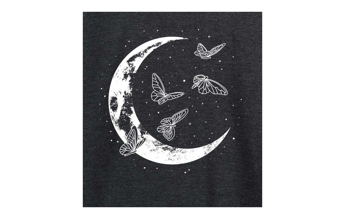 Hybrid Apparel Trendy Plus Size Celestial Butterfly Graphic Pullover In Grey