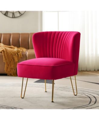 Modern Armless Accent Chair with Golden Metal Legs for Small Spaces