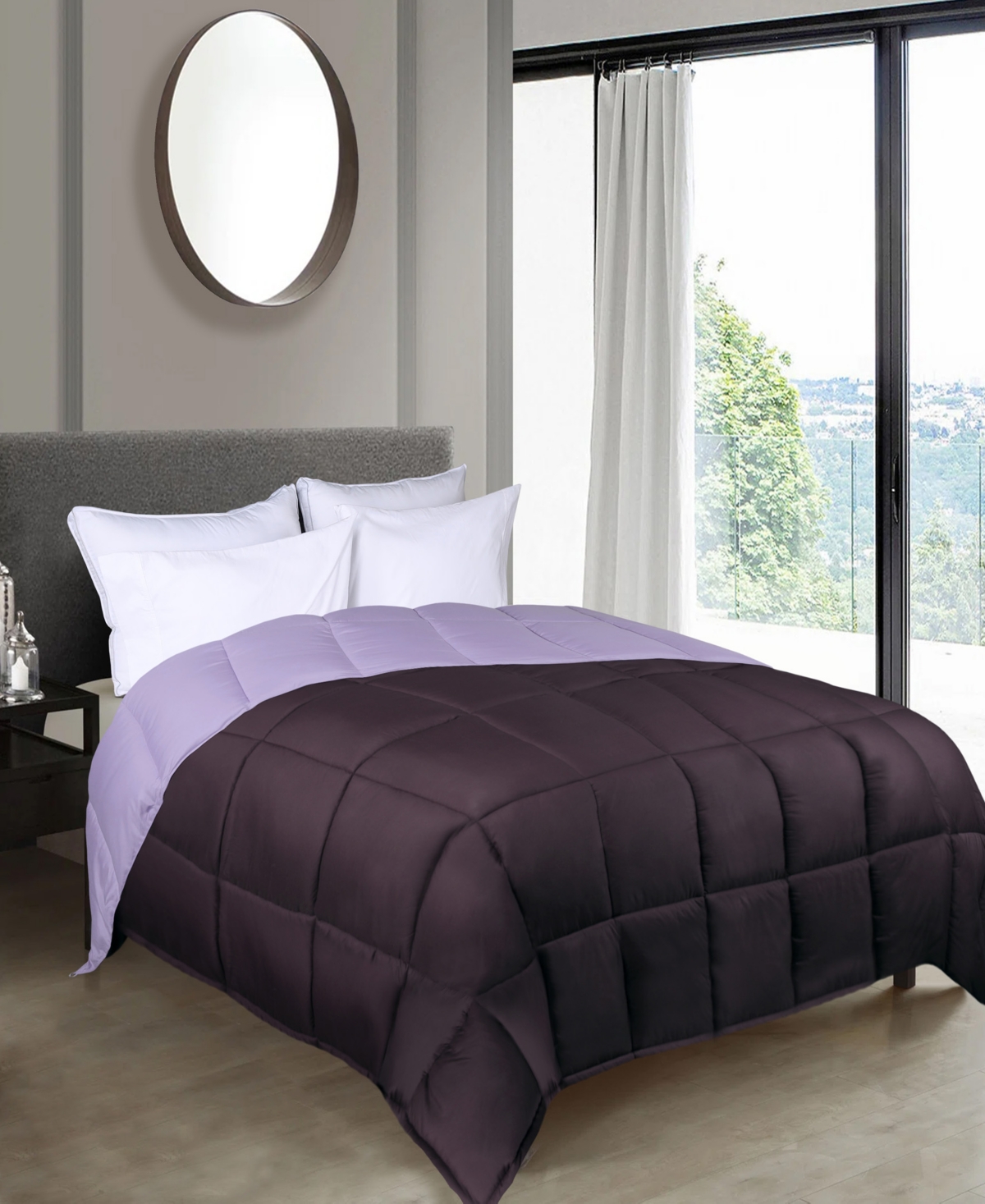 Shop Superior All Season Reversible Comforter, Twin Xl In Plum-lilac