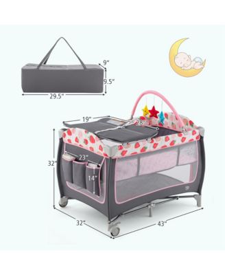 Girls 3 in 1 Playard Portable Nursery Center w/ Zippered Door Mint