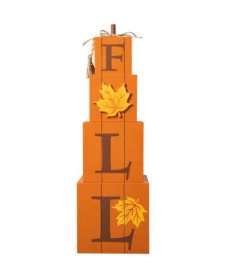 25.5"H Halloween and Fall Wood Reversible Boxed Porch Decor
