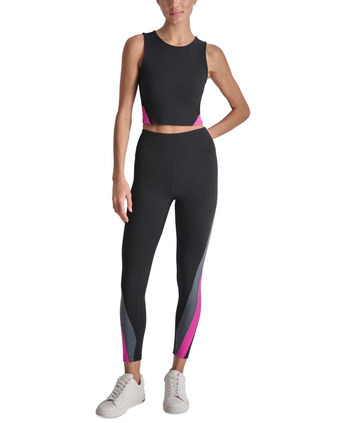 Dkny Sport Women's High-Rise Colorblocked 7/8 Leggings -Orchid