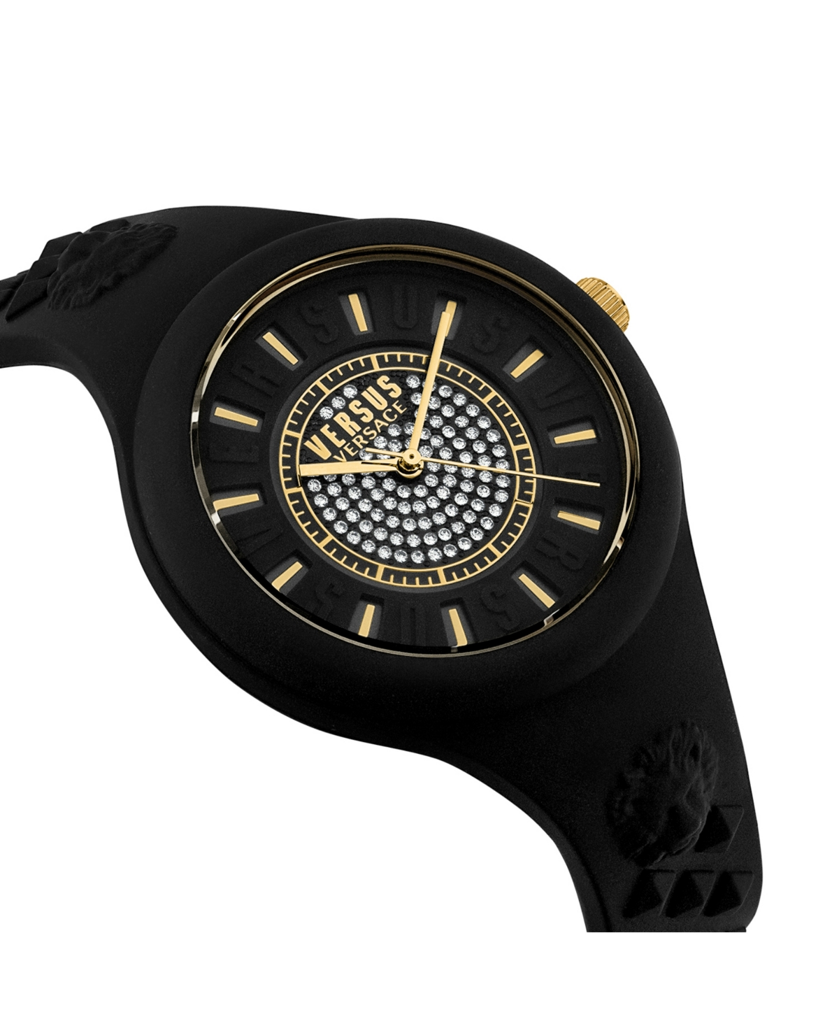 Versus Womens Fire Island Crystal Quartz Black Silicone Strap 39mm In Black