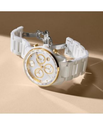 金*泰様 shallot ZEC レジスター ホワイト Movado Men's Bold Verso Swiss Quartz Chrono White Ceramic Watch