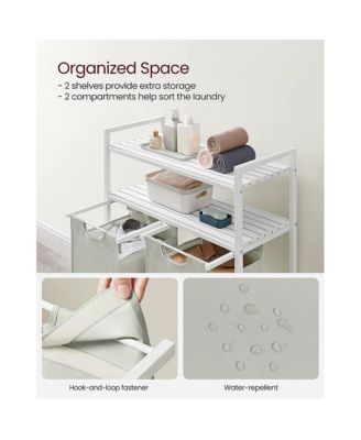 Laundry Hamper, Laundry Sorter With 2 Pull-out And Removable Bags, 2 Shelves, For Laundry Room